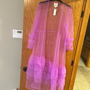 Anthropologie asymmetrical tulle kimono